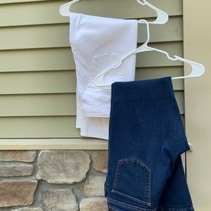 2 for 1 white crop and indigo blue bootcut jeans